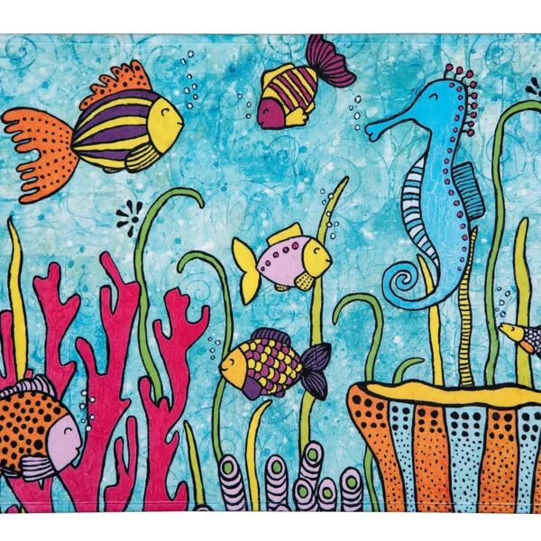 wenko tappeto bagno rettangolare ocean life in poliestere multicolore 45 x 80 cm