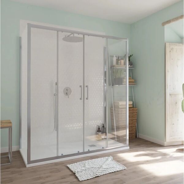 leroy merlin box doccia scorrevole bilbao 160 x 70 cm, h 190 cm in vetro, spessore 40 mm trasparente grigio