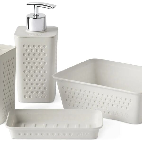 tatay set di accessori da bagno  in polipropilene l 16.6 x h 16.2 x p 12.5 cm bianco