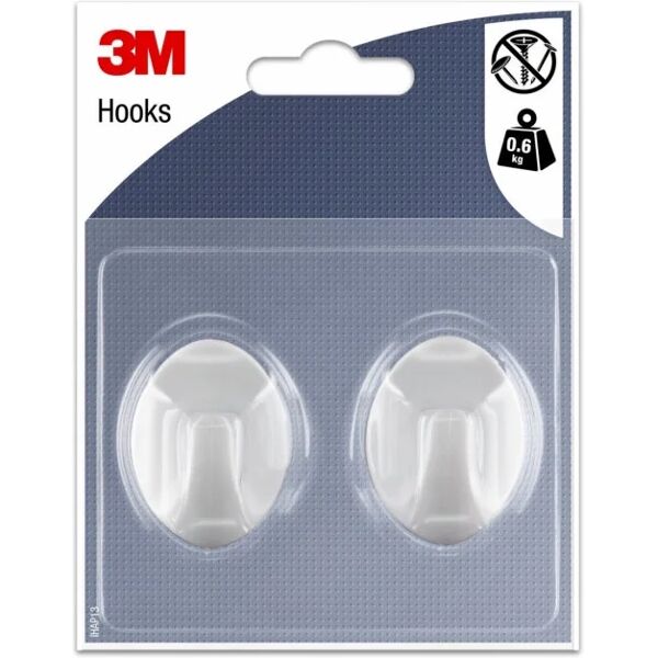 3m 95345 gancio adesivo forma ovale, bianco, m