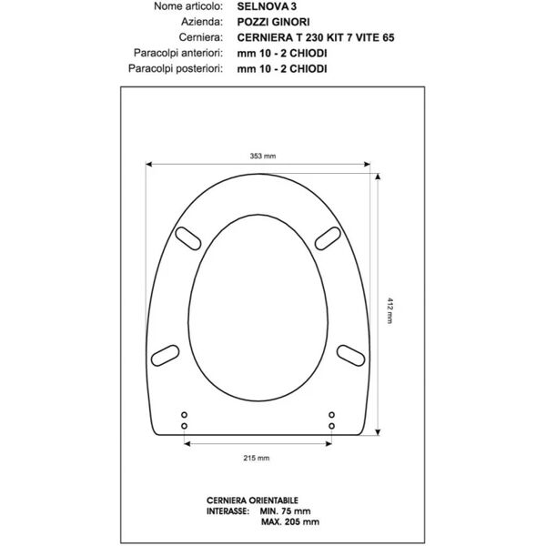 leroy merlin pozzi ginori 56760000 pozzi selnova 3 sedile con cerniere in plastica, bianco