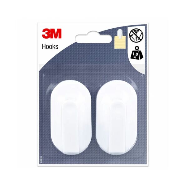 3m 96970 gancio adesivo con clip, bianco, 0.1x0.13x0.15999999999999998 cm, set di 2 pezzi