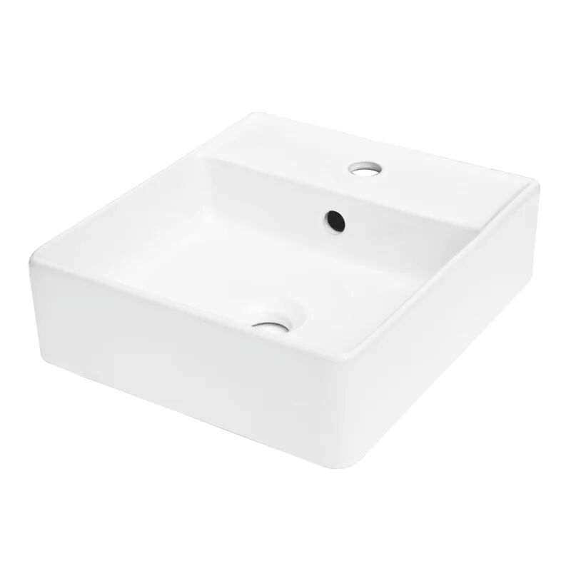 sensea lavabo easy d'appoggio quadrato in ceramica l 37 x p 40 x h 12.5 cm bianco
