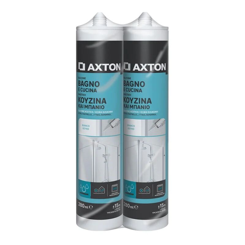 axton silicone sigillante  bagni e cucine bipack bianco 560 ml