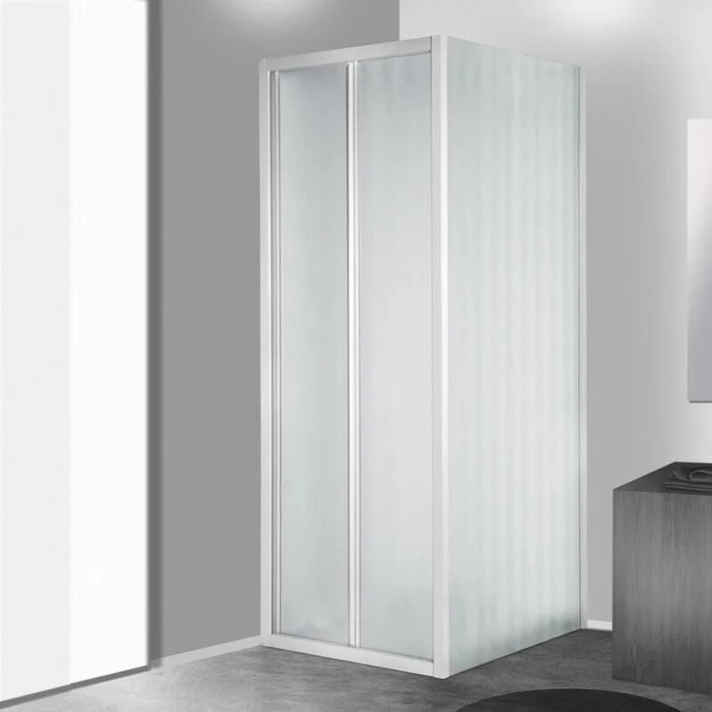 leroy merlin box doccia angolare con porta pieghevole e lato fisso rettangolare plumin 90 x 80 cm, h 185 cm , spessore 3 mm vetro di sicurezza piumato bianco