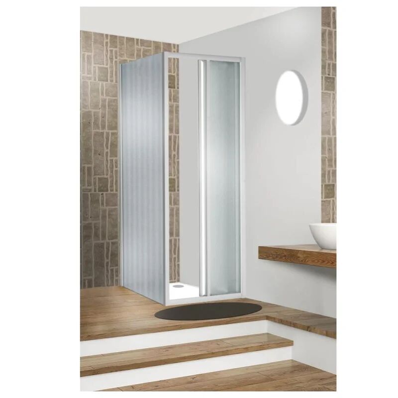 leroy merlin box doccia angolare porta scorrevole e lato fisso rettangolare plumin 120 x 80 cm, h 185 cm , spessore 3 mm vetro di sicurezza piumato bianco