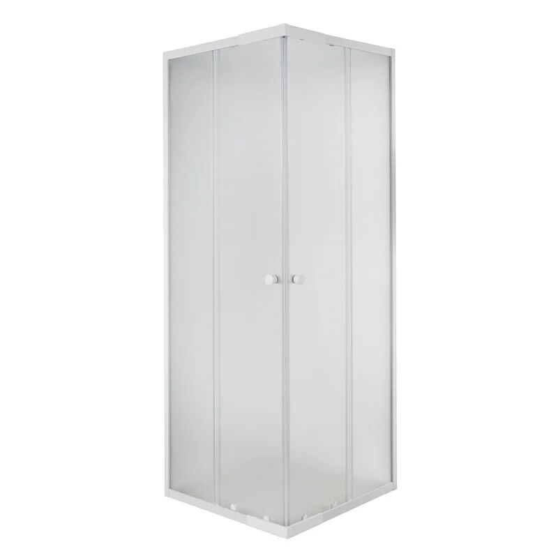 leroy merlin box doccia rettangolare scorrevole plumin 2.0 100 x 80 cm, h 185 cm in vetro, spessore 4 mm vetro di sicurezza smerigliato bianco