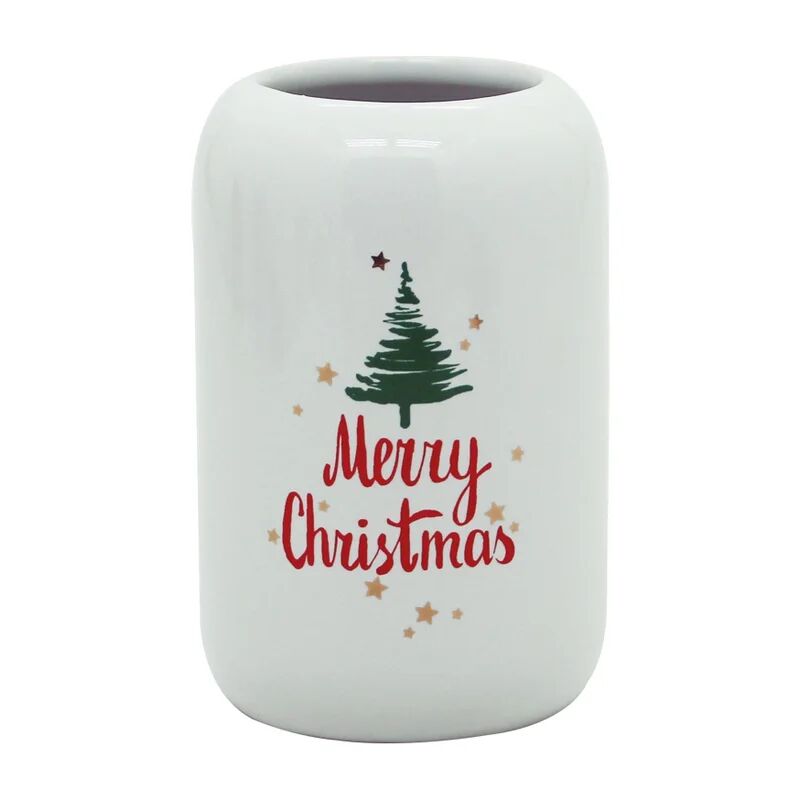aquasanit bicchiere porta spazzolini christmas  l 6.9 x h 11.2 in ceramica bianco con decorazione