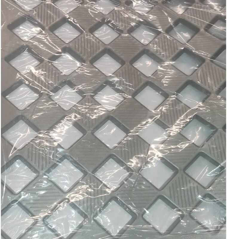 no brand cpe - tappetino per doccia mosaico in gomma con ventose 50x50cm - colore silver