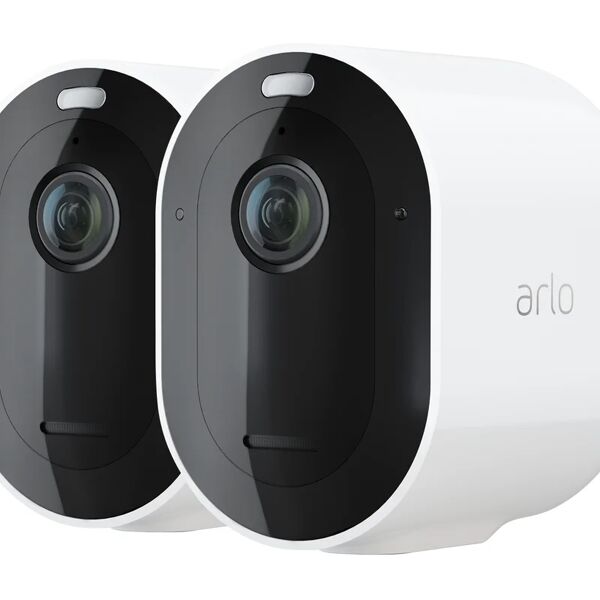 arlo kit di videosorveglianza connesso, per interno e esterno pro4 kit 2 cam, 2k, hdr, wi-fi