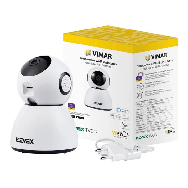elvox vimar telecamera di videosorveglianza connessa  1080p, per interno, motorizzata