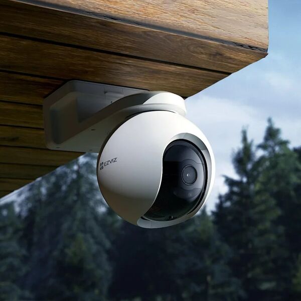 ezviz telecamera di sicurezza wireless connessa   hb8 + pannello solare, per esterno, motorizzata