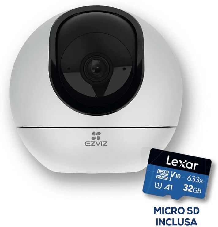 EZVIZ Telecamera di videosorveglianza connessa C6 + micro SD da 32GB, per interno, motorizzata