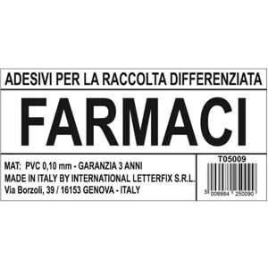 LETTERFIX Cartello segnaletico Raccolta diff. farmaci vinile x 6 cm