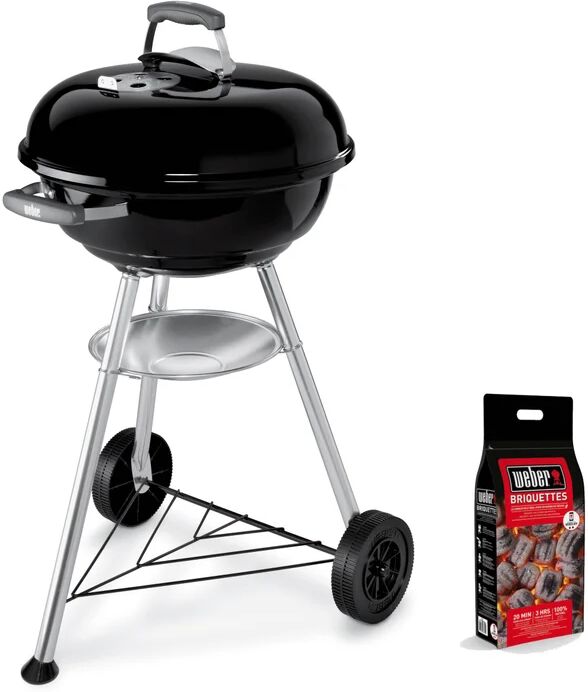 weber barbecue a carbonella con bricchette da 2kg, kettle d.47 cm