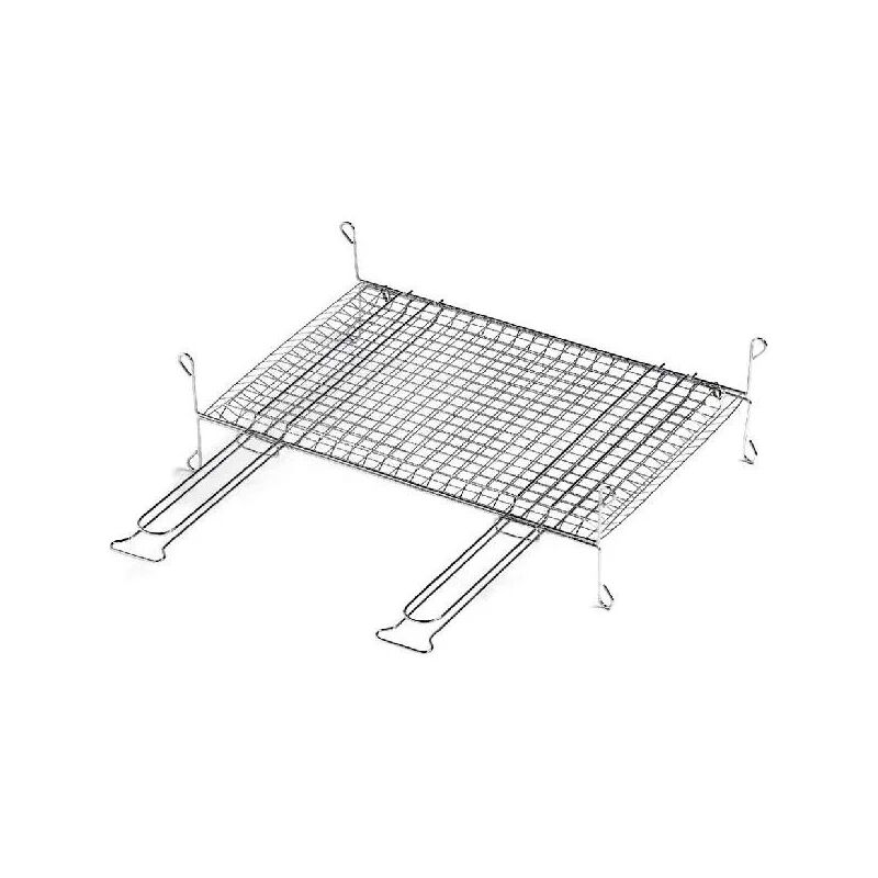 ompagrill a14060 griglia barbecue in acciaio rete doppia con piedi colore cromo lucido - a14060