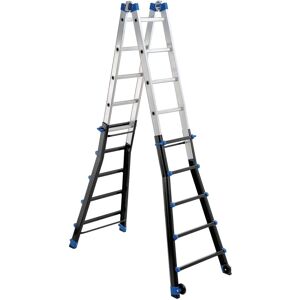 GIERRE Scala multiposizione  Serie 7 2 Rampe in alluminio 4 + 4 gradini per lavori fino a 6.04 m