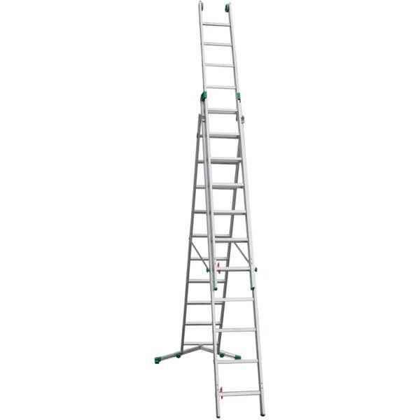 facal scala a sfilo  super prima 3 rampe in alluminio 3 x 11 gradini per lavori fino a 5.3 m