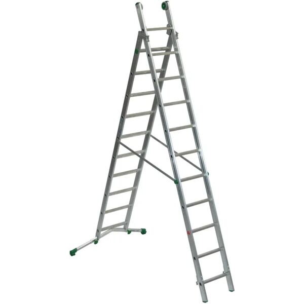 facal scala a sfilo  super prima 2 rampe in alluminio 2 x 11 gradini per lavori fino a 6.6 m