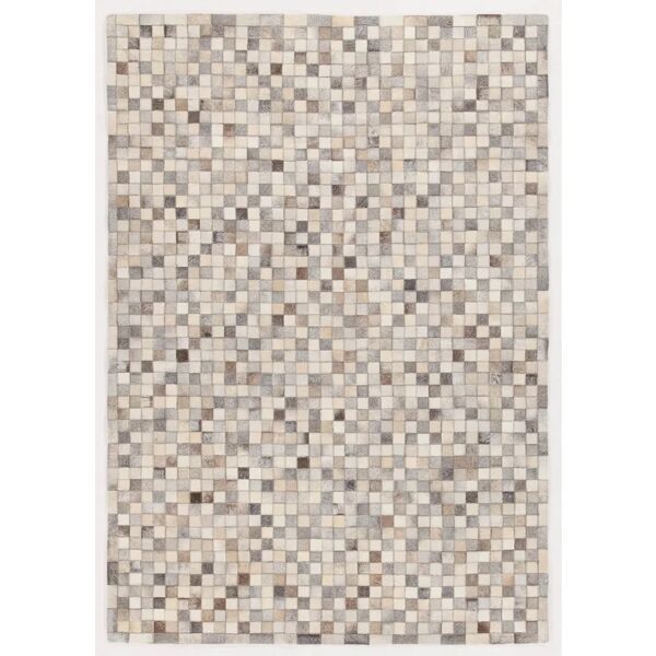 carpet living tappeto in leather patchwork grey 230x160