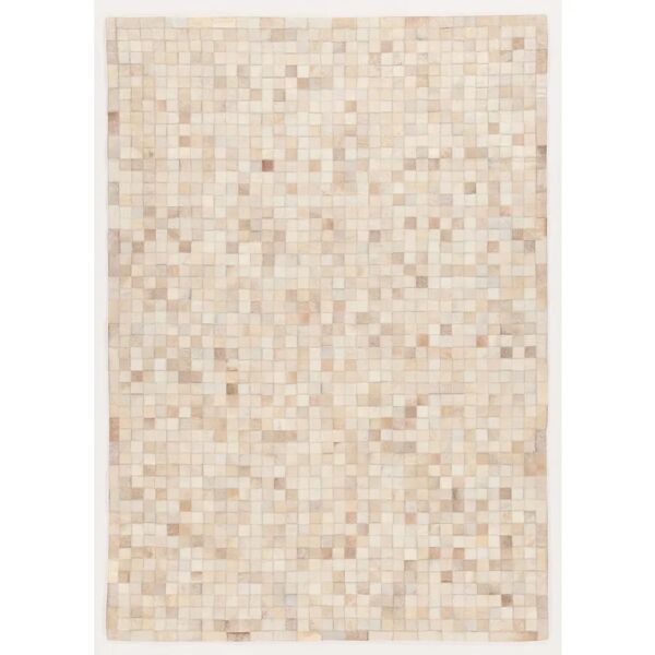 carpet living tappeto in leather patchwork beige 200x60