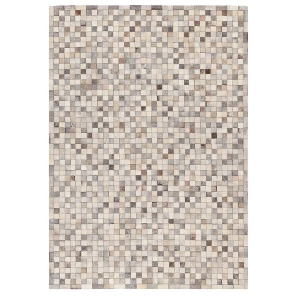 carpet living tappeto in leather patchwork grey 350x250