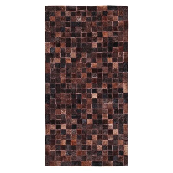 carpet living tappeto in leather patchwork choco 200x60