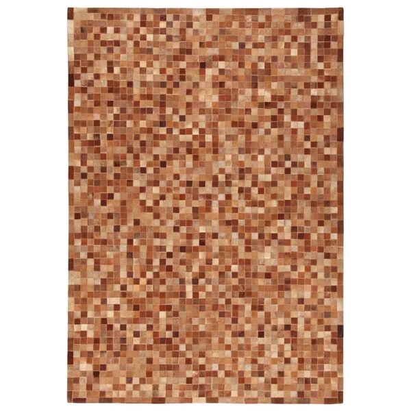 carpet living tappeto in leather patchwork brown 300x200