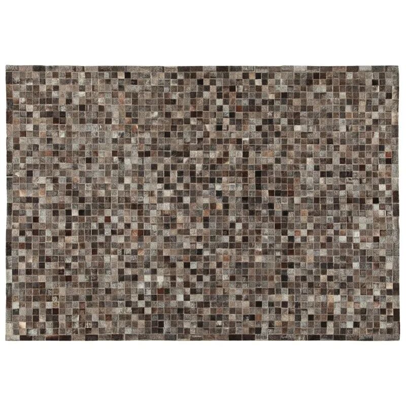 leroy merlin tappeto leath patchwork in cuoio grigio scuro, 60x120 cm