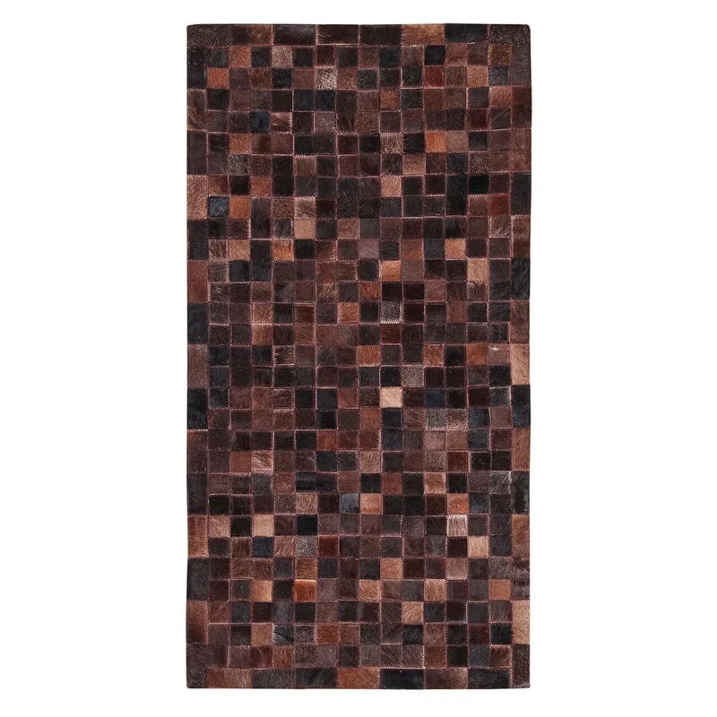 carpet living tappeto in leather patchwork choco 200x60