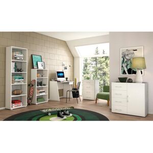 TERRANEO Libreria 3 ripiani L 60 x P 30 x H 130 cm bianco e cemento, portata per ripiano 10 kg