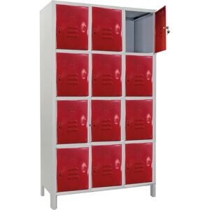 Leroy Merlin Armadietto multilocker Monoblocco 12 posti interno / esterno in acciaio, grigio e rosso L 100 x H 179.5 x P 50 cm, 12 ante