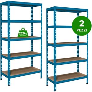 ANEMOS Set di 2 scaffali Pokerino L 100 x P 40 x H 180 cm blu, portata per ripiano 175 kg