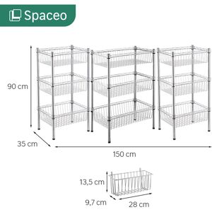 SPACEO Scaffale in kit 10 ripiani L 150 x P 35 x H 90 cm grigio, portata per ripiano 60 kg