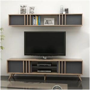 HOMEMANIA Porta tv con pensile Bren 180 noce antracite