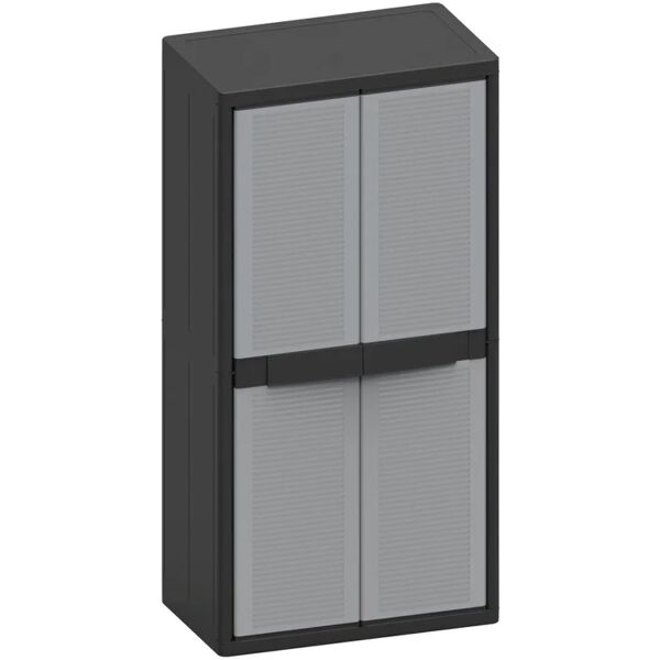 terry storage armadio alto jumbo cab 2900 qblack interno / esterno in resina, grigio l 89.7 x h 180 x p 53.7 cm, 2 ante