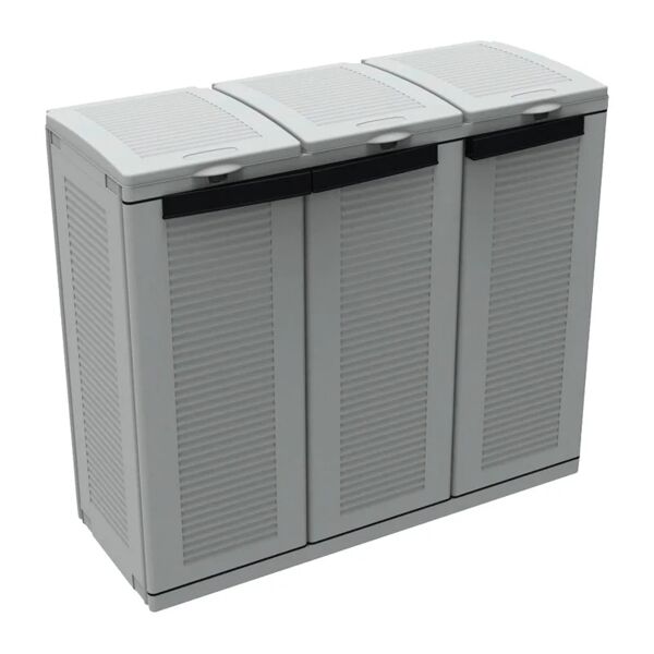 terry storage armadio basso 3sac interno / esterno in resina, grigio l 102 x h 89 x p 39 cm, 3 ante