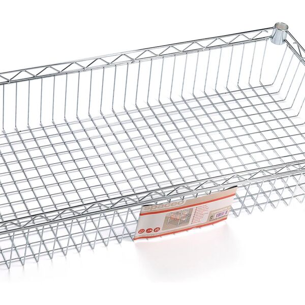 spaceo ripiano diritto per scaffalatura  chrome style+ l 90 x h 45 x p 15 cm cromato