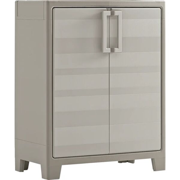 keter armadio basso gulliver 2r interno / esterno in resina, beige  l 80 x h 100 x p 44 cm, 2 ante