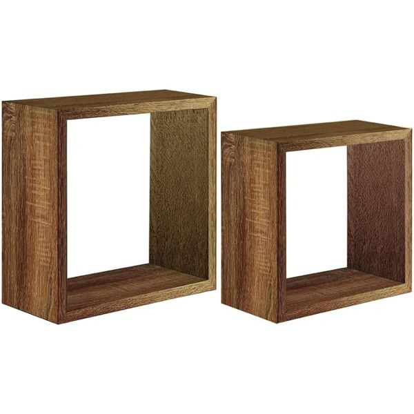 spaceo mensola a muro bis  cubo in mdf l 35 x h 35 x p 23.7 cm tabacco, 2 pezzi