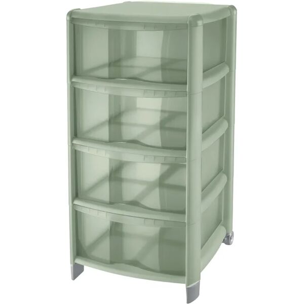 tontarelli cassettiera a colonna bambù 4 cassetti l 39.5 x p 38.5 x h 86 cm verde