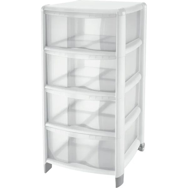 tontarelli cassettiera a colonna bambù 4 cassetti l 39.5 x p 38.5 x h 86 cm bianco