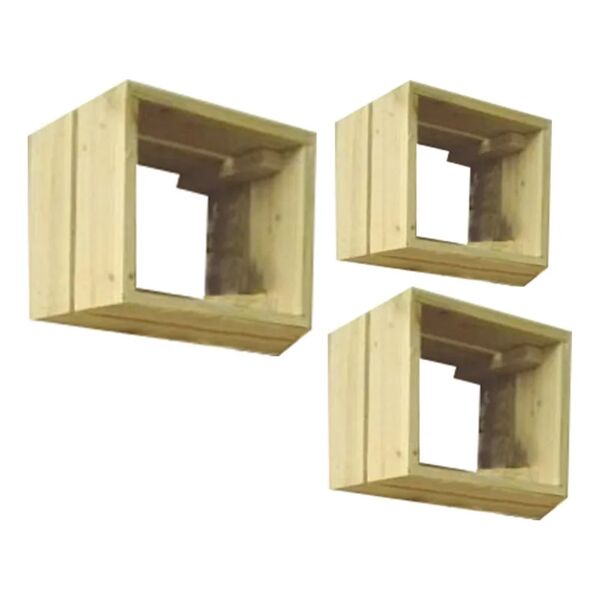 aschieri de pietri mensola a muro tris cubi cubo in legno l 35 x h 35 x p 20 cm legno chiaro, 3 pezzi