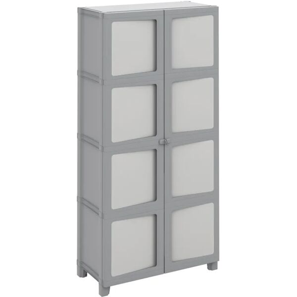 spaceo armadio alto modulize interno in resina, grigio  l 89 x h 180 x p 40 cm, 2 ante