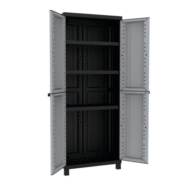 terry storage armadio alto twist black  3680 interno / esterno in resina, grigio e nero l 68 x h 170 x p 39 cm, 2 ante