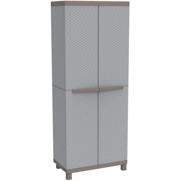 terry storage armadio per scope c-rattan 3680 interno / esterno in resina, grigio chiaro l 68 x h 170 x p 39 cm, 2 ante