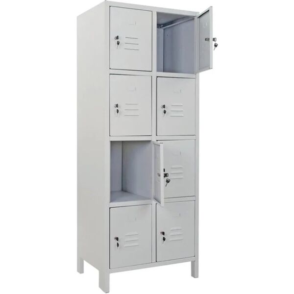 leroy merlin armadietto multilocker monoblocco 8 posti interno / esterno in acciaio, grigio l 68 x h 179.5 x p 35 cm, 8 ante