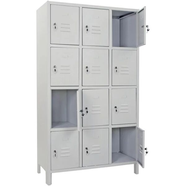 leroy merlin armadietto multilocker monoblocco 12 posti interno / esterno in acciaio, grigio l 100 x h 179.5 x p 35 cm, 12 ante