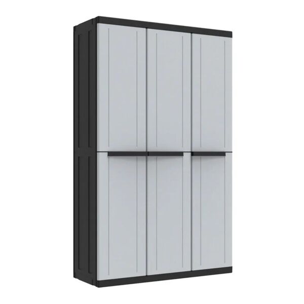 terry storage armadio per scope c_line interno / esterno in resina, grigio e nero l 102 x h 166.5 x p 39 cm, 3 ante