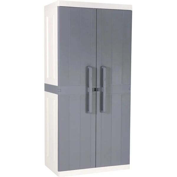 leroy merlin armadio per scope anniversary mega interno / esterno in resina, grigio chiaro e grigio scuro l 89 x h 190 x p 54 cm, 2 ante